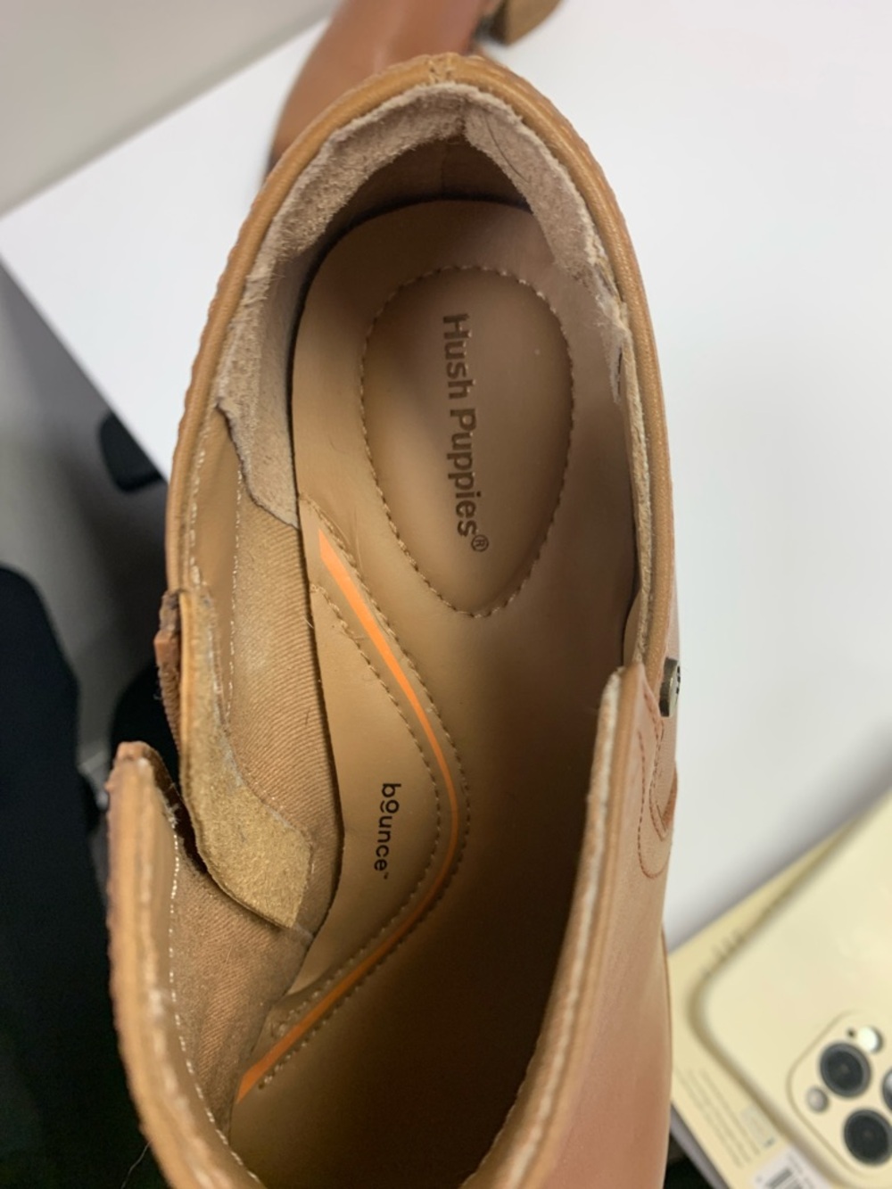 Hush Puppies Tan Leather Ankle Booties with Darkened Toe - Picture 3 of 4